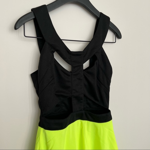 REVERSE Neon Yellow Cut Out High Lo Dress - Picture 7 of 12